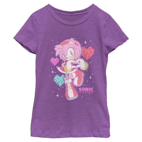Girls Sonic the Hedgehog Amy Heart Hands T Shirt