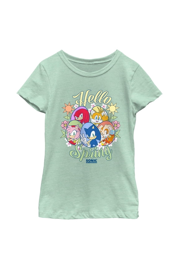 Girls Sonic the Hedgehog Hello Spring Faces T Shirt