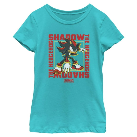 Girls Sonic the Hedgehog Shadow Text Frame T Shirt