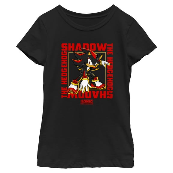 Girls Sonic the Hedgehog Shadow Text Frame T Shirt