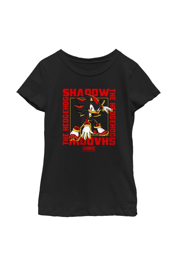 Girls Sonic the Hedgehog Shadow Text Frame T Shirt