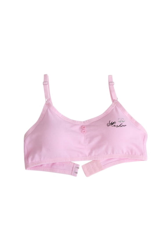 Girls Spaghetti Strap Bra Girl's Cotton Seamless Cami Crop Bra Removable Padding ComfortFlex Fit Seamless Cami Bra Racerback with Adjustable Straps