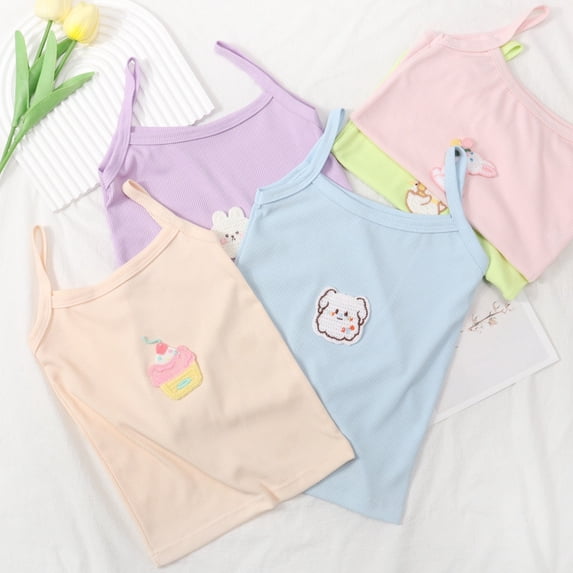 Girls Spaghetti Strap Camisole Backless Tie-Back Tank Top Casual Loose Fit Summer Cami Shirt for Kids Beige Size 2-3 Years