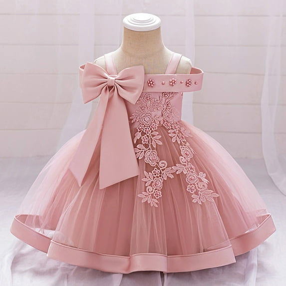 Girls Spaghetti Strap Dress, Thin Strap Flower Girl Dress with Floral Print, Elegant Tulle Party Gown for Wedding, Birthday and Special Occasions, Age 3-12 Years Watermelon Red 140