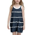 thumbnail image 1 of Girls Spaghetti Strap Dresses with Pockets Size 5-14 Cute Sundresses Teens Kids Casual Stripe Printed Pullover Loose Short Mini Dress, 1 of 5