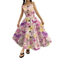 thumbnail image 1 of Girls Spaghetti Strap Floral Easter Dress Casual Sleeveless Maxi Dresses Kids Summer Beach Sundress 6-14 Years, 1 of 5
