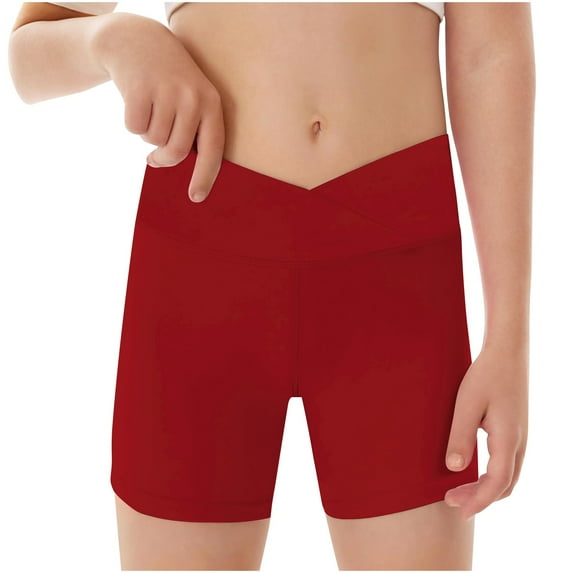 Girls Spandex Biker Shorts High Waist Workout Pants Stretch Youth Kids Athletic Gymnastics Yoga Dance Compression Shorts