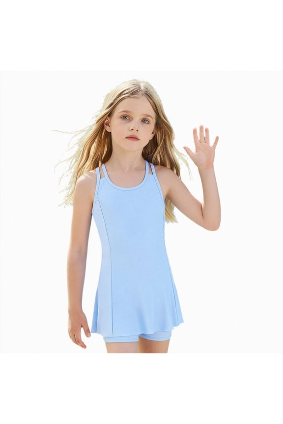 Girls Sparkle One Piece Swimsuits Crossback Swimwear Beach Bathing Suit with Adjustable Strap 6-12 Months 12-24 Months 2t 3t 4t 5t 6t 7t 8t 9t Children Light Blue 4-5 Years