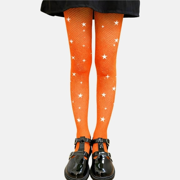 Girls Sparkle Tights Fishnet Rhinestone Stockings Kids Glitter Mesh Pantyhose Leggings Baggy Cargo Pants Kids Orange 5-15Y