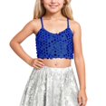 thumbnail image 1 of Girls Sparkling Adjustable Elastic Band Sequin Crop Top for Playful and Festive Occasions Tween Kids Summer Soft Comfy Cute Basic Tees, 1 of 4