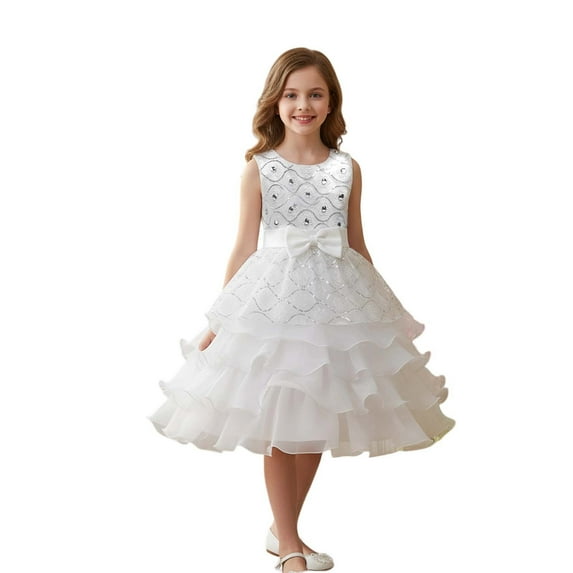 Girls Sparkling Party Dress Glimmering Sequin Party Gown With Skirt Stage Performances（3 15Y） Clothes