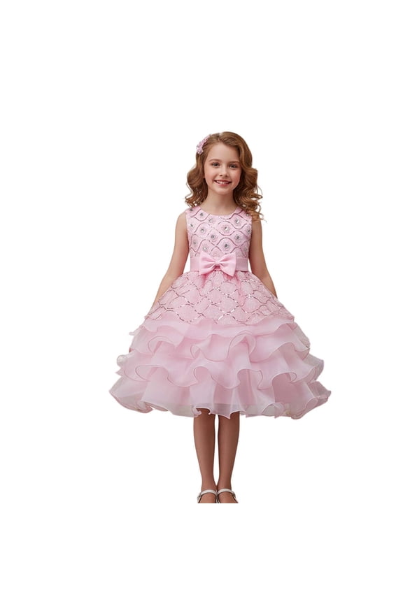 Girls Sparkling Party Dress Glimmering Sequin Party Gown With Skirt Stage Performances（3 15Y） Clothes