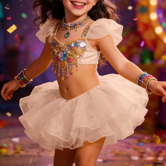 Girls' Sparkly Ballet Tutu Skirt – Carnival & Dance Performance Costume Skirt (3-16Y)
