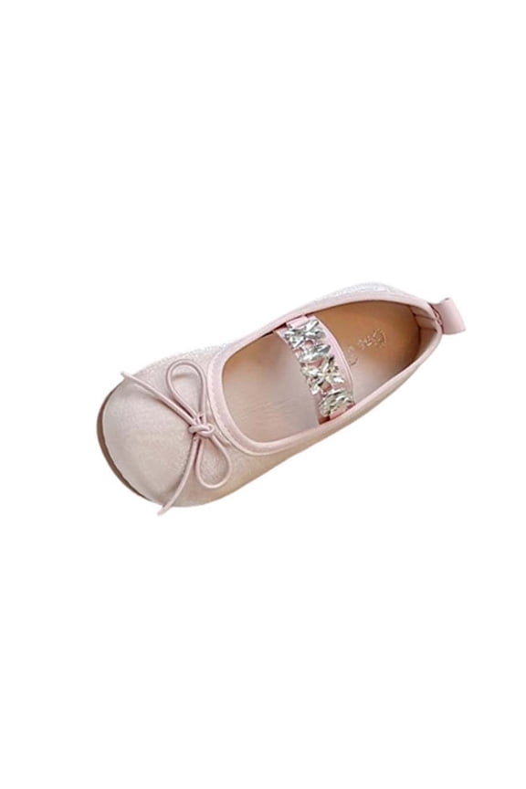 Girls Sparkly Mary Jane Flats Pink Glitter Dress Shoes for Wedding Party Flower Girl Size 7-13.5,Size 30