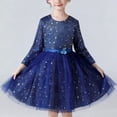 thumbnail image 1 of Girls' Sparkly Sequin Performance Princess Dress Crewneck Long Sleeve Printed Tulle Tutu Dress Birthday Party Gown, 1 of 8