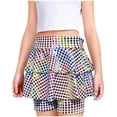 thumbnail image 1 of Girls Sparkly Sequin Skorts Elastic Waist Tiered Ruffle Mini Skirt Kids Fashion Y2K Glitter Dot Summer Skirts with Built in Breathable Shorts, 1 of 5