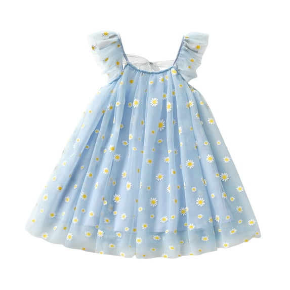 Girls Special Occasion Dresses Party Summer Sleeveless Flower Print Casual Sweet Comfortable Easter Dresses for Girls