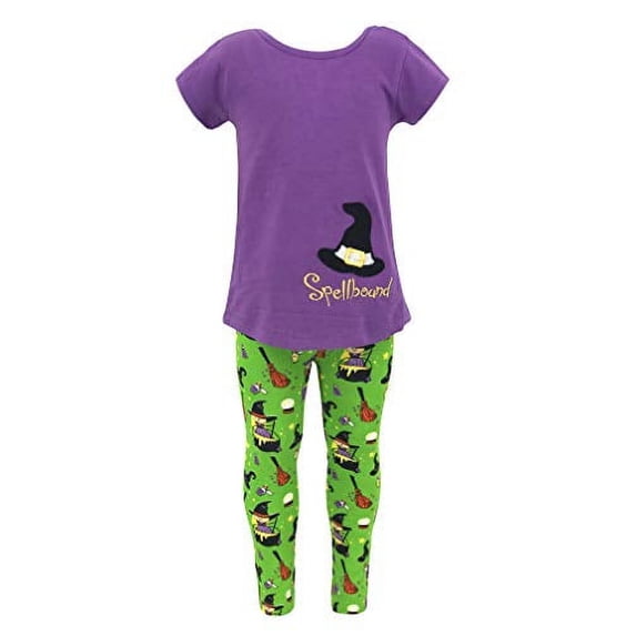 Girls "Spellbound" Halloween Witch Shirt Legging Outfit (7)