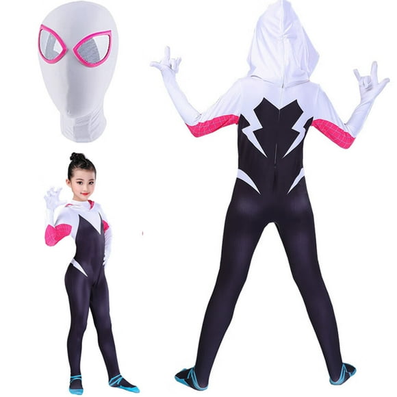 Girls Spider Superhero Costume Kids Halloween Cosplay Bodysuit Jumpsuit
