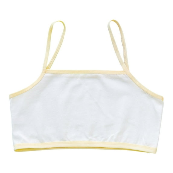 Girls Sport Bras Ages 8-12 Spaghetti Straps Soft Comfortable Training Bra Lightweight Seamless Kids Underwear Camisole Solid Color Bralettes Beige 8-12 Years