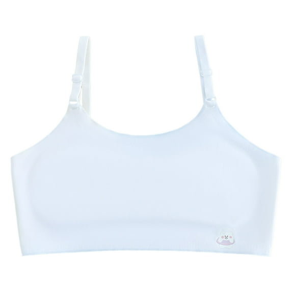 Girls Sport Bras Size 10-12 Seamless Wireless Adjustable Shoulder Training Bra Soft Comfortable Cotton Underclothes Kids Undies Clothes Bralette White 10-12 Years