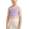 thumbnail image 1 of Girls Sport Cropped Tops Quick Dry Yoga Workout Tank Top Kid Crew Neck Solid Color Sleeveless Soft T-Shirts (Purple 6 Years), 1 of 6