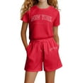 thumbnail image 1 of Girls Sport T-Shirt and Shorts Set Quick-Dry Fabric Summer Activewear Tracksuit Casual 2-Piece Outfit for Running or Lounge​ 5-6 Years #Red, 1 of 4