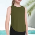 thumbnail image 1 of Girls Sport Tank Tops Sleeveless Crewneck Solid Color Curved Hem Summer Athletic Gym Tops Size 5-6Y, 1 of 4