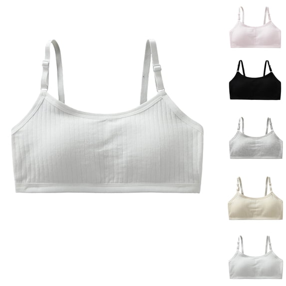 Girls Sports Bra 10-14 Years Old Teen Training Lingerie, Adjustable Shoulder Strap Fixed Cup Bralette, Breathable Cotton Comfort Underwear, Seamless Supportive Puberty Vest, Non Slip Daily Top