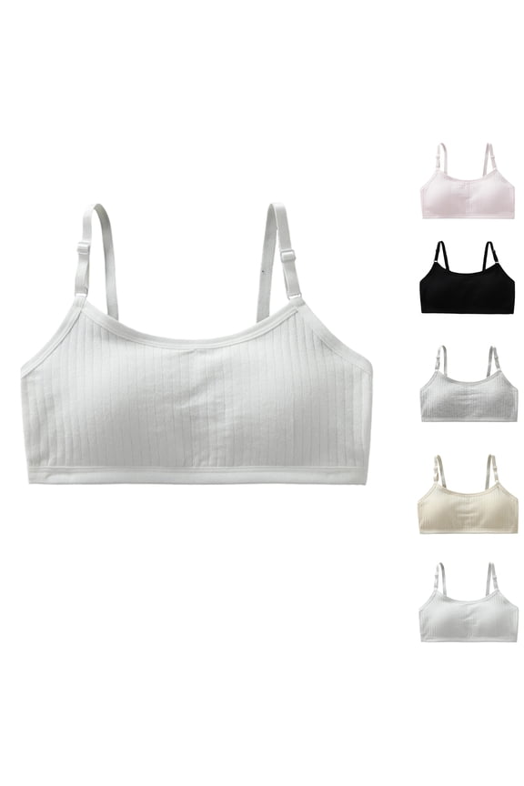 Girls Sports Bra 10-14 Years Old Teen Training Lingerie, Adjustable Shoulder Strap Fixed Cup Bralette, Breathable Cotton Comfort Underwear, Seamless Supportive Puberty Vest, Non Slip Daily Top