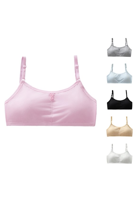 Girls Sports Bra 10-14 Years Old Teen Training Lingerie, Adjustable Shoulder Strap Fixed Cup Bralette, Breathable Cotton Comfort Underwear, Seamless Supportive Puberty Vest, Non Slip Daily Top