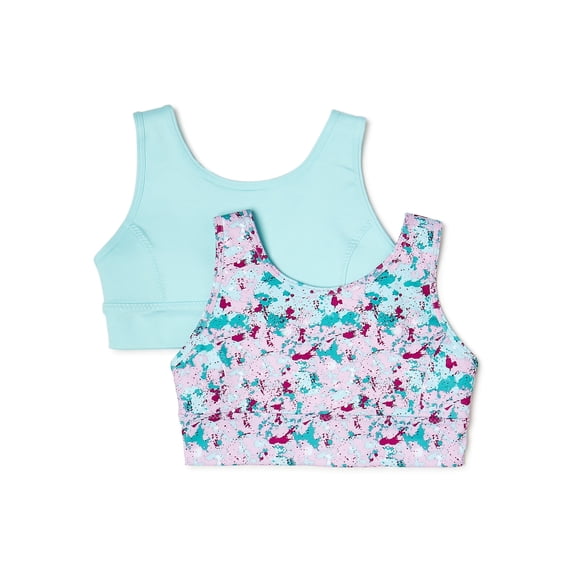 Girls Sports Bra, 2 Pack, Sizes XS-XXL