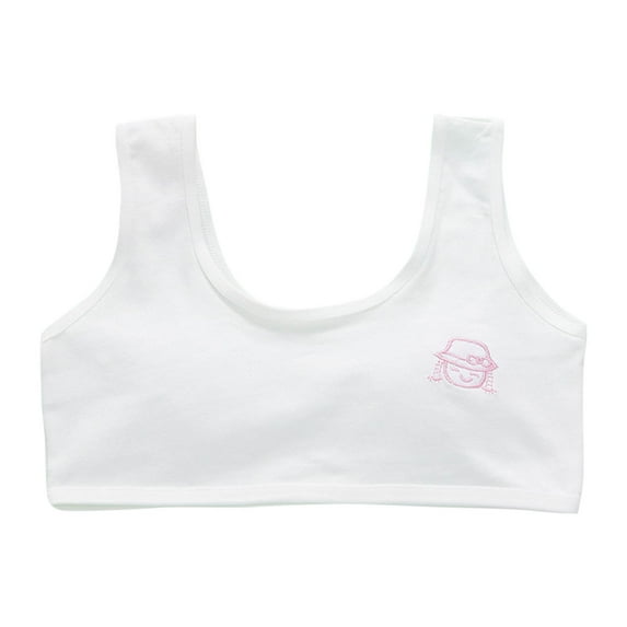 Girls Sports Bra Girls Sports Bra with Breathable Pads Teens Cotton Training Bras Padded Bra for Girls White 9Y