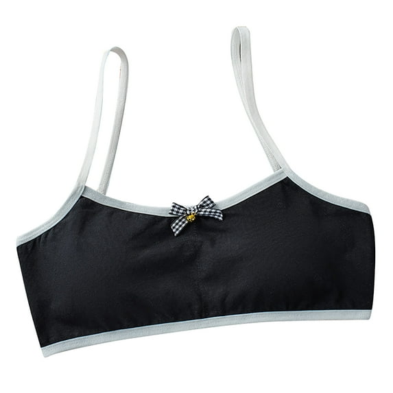 Girls Sports Bra Kids Girls Color Block Wire Free Soft Stretchy Training Bras Breathable Bralettes with Bow Girls Sports Bras Black 6 Years-15 Years