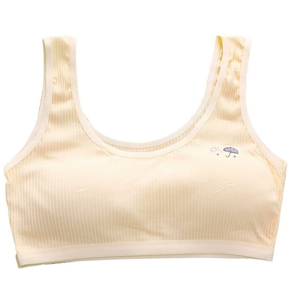 Girls Sports Bra Kids Girls Solid Wire Free Soft Stretchy Bralettes Training Bras Bralettes Girls Bra Beige 8 Years-12 Years
