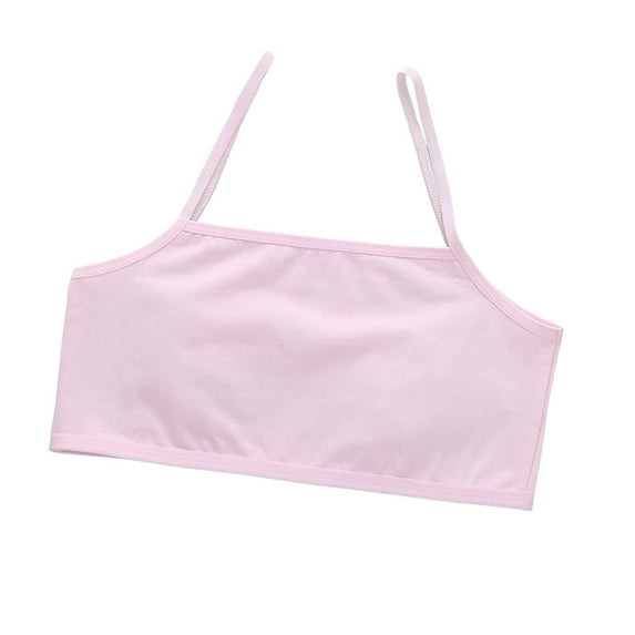 Girls Sports Bra Kids Girls Solid Wire Free Soft Stretchy Bralettes Training Bras Bralettes Girls Sports Bras Pink 9 Years-13 Years