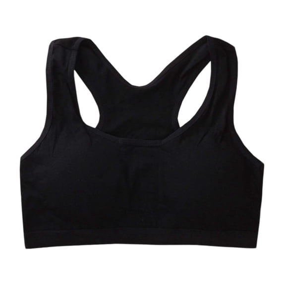 Girls Sports Bra Kids Racerback Training Bras with Sewn in Pads for Girls Training Bras Black One Size