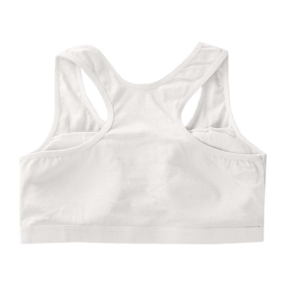 Girls Sports Bra Kids Racerback Training Bras with Sewn in Pads for Girls Training Bras White One Size