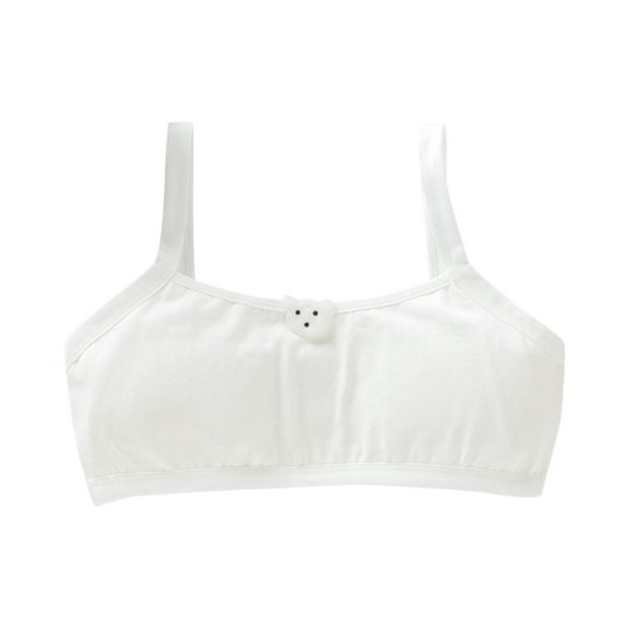 Girls Sports Bra Tank Girls Sports Bra with Breathable Pads Teens Cotton Training Bras Girls Tank with Built in Bra White 13Y