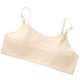 thumbnail image 1 of Girls Sports Bra Training Bras Seamless Wireless Spaghetti Straps Underwear Camisole Soft and Comfortable Cotton Crop Tops Kids Bralettes Beige 9-13 Years, 1 of 6