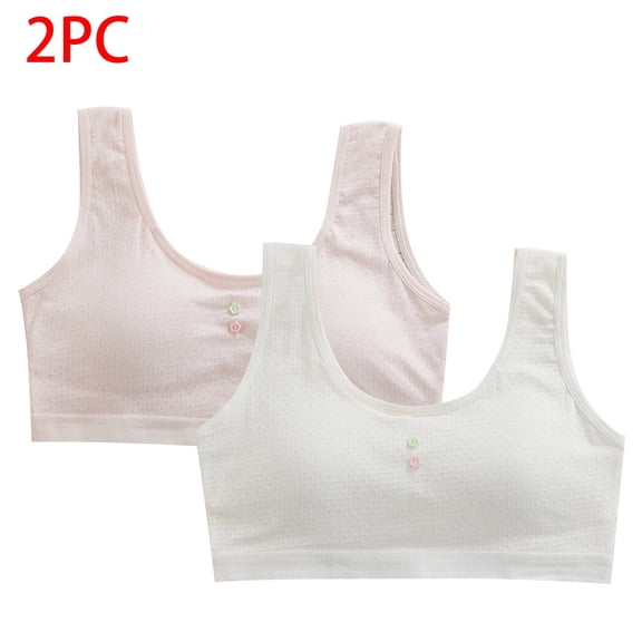 Girls Sports Bras 2 Pack Size 10-16 Wirefree Bralettes Teens Juniors Multipack Lightweight Breathable Workout Solid Underwear Bra