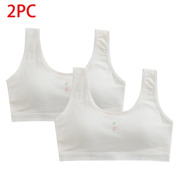 Girls Sports Bras 2 Pack Size 10-16 Wirefree Bralettes Teens Juniors Multipack Lightweight Breathable Workout Solid Underwear Bra