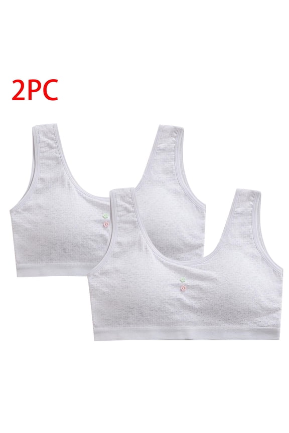 Girls Sports Bras 2 Pack Size 10-16 Wirefree Bralettes Teens Juniors Multipack Lightweight Breathable Workout Solid Underwear Bra