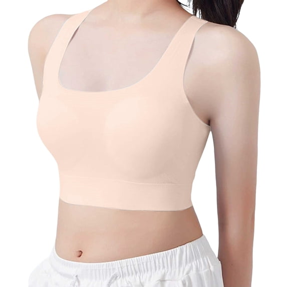 Girls Sports Bras 6-11 Seamless Racerback Training Bras for Girls-No Pads, Chest Double Lined Light Pink 12-15Y