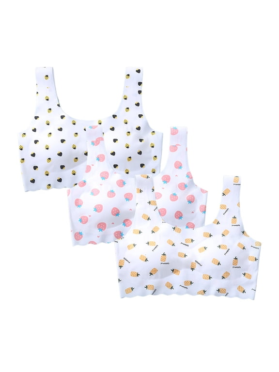 Girls Sports Bras Cotton Developed Kids Sports No Wire TrainerBras for Women Teens 10-16 Years