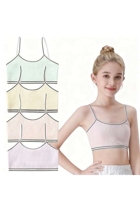 Girls Sports Bras Cotton Developed No Wire Kids Sports Training Bras for Women Teens 7-13 Years