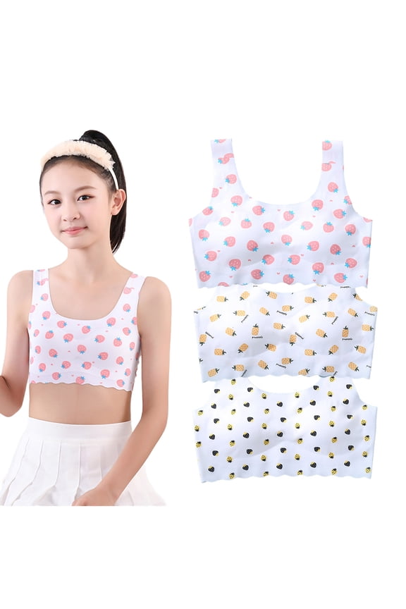Girls Training Bra Teen Cotton Developed Kids Sports No Wire Training Bras for Women Teens 10-16 Years