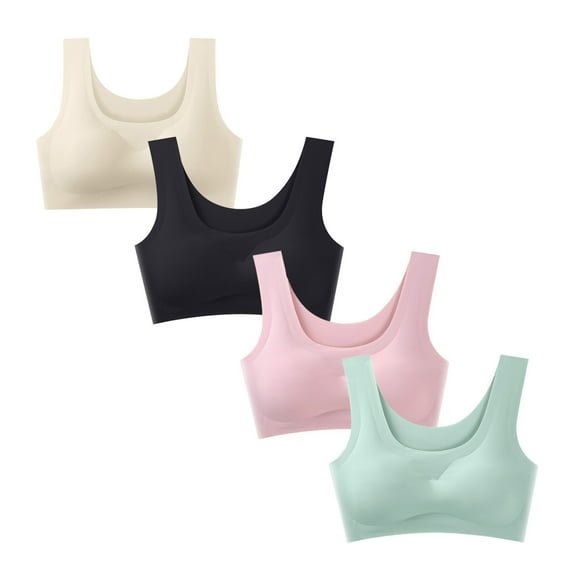 Girls Sports Bras Lightly PaddedThin Cotton Breathable No Wire Pre Teen BrasAdjustable ABC-Cup