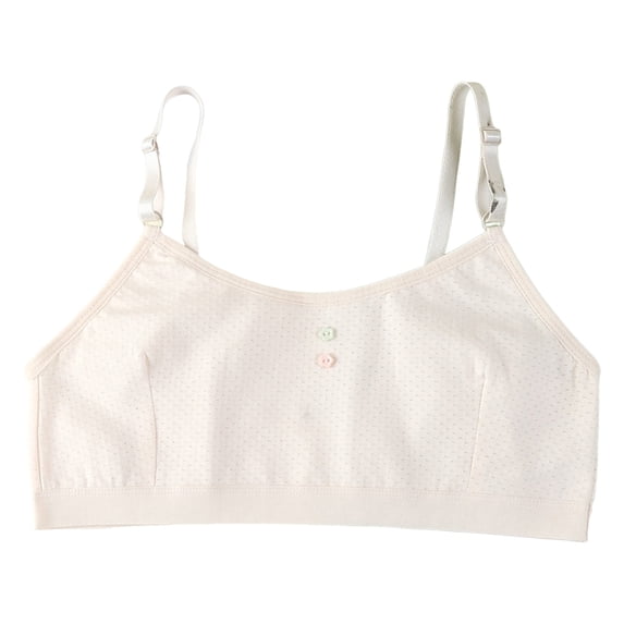 Girls Sports Bras Relaxed Fit Stretchy Breathable Soft Bra with Fixed Padding Big Girls Elastic Underwear Beige Size 10-12 Years