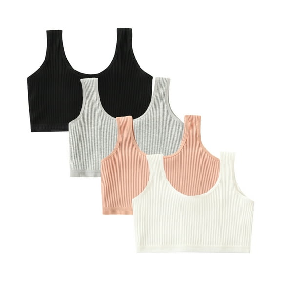 Girls Sports Bras Thin Cotton Breathable Molded Microfiber No Wire TrainerBras for Women Teens 10-16 Years